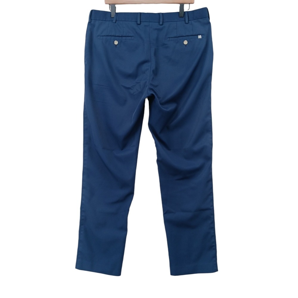Peter Millar Pants Mens 36x31 (Tag 36x32) Blue Flat Front Polyester Golf EB78 - Picture 6 of 15